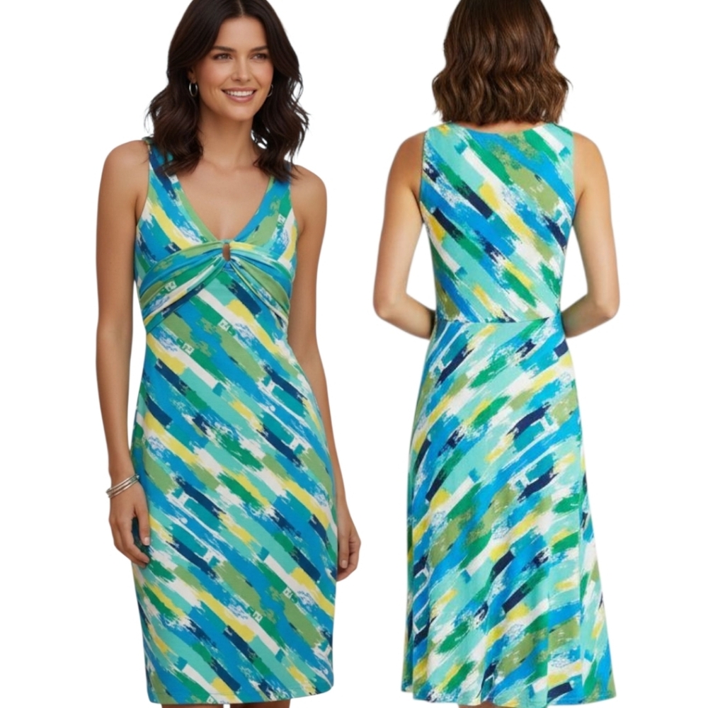 BCBGMAXAZRIA 🔖NWT! Paintbrush Sarong Sleeveless Faux Wrap Dress - Size M